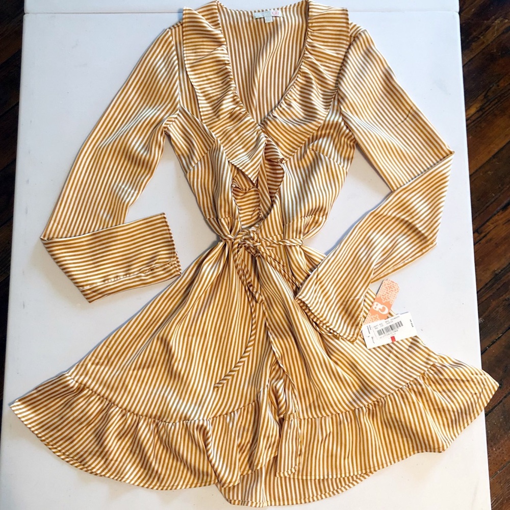 GIANNI BINI Striped Wrap Dress